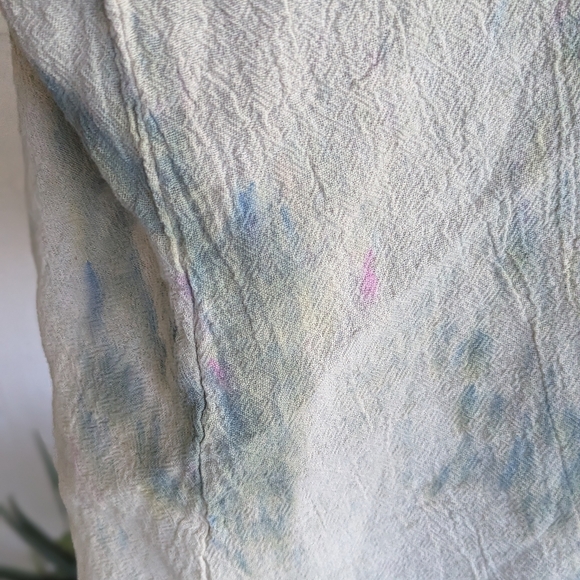 Artsy Tie Dye Gauze Vest Green Hippie Vacation Lagenlook Bohemian Sleeveless - Picture 8 of 11